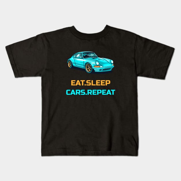 Eat Sleep Cars Repeat Porsche 911 Gulf Car Kids T-Shirt by Carsncoolstuff